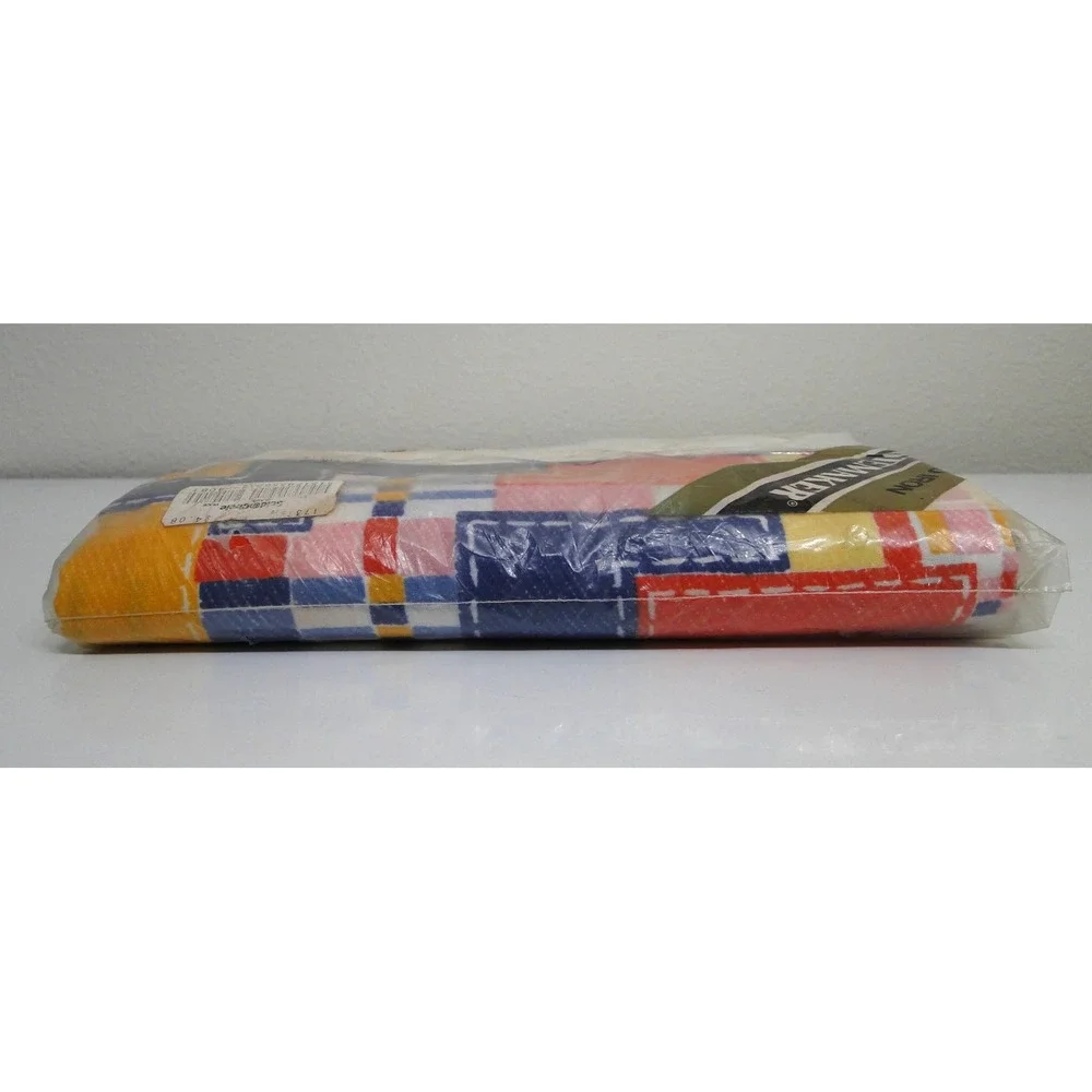 Vintage Tastemaker Full Flat Sheet Patchwork Geometric Retro Multi Color New NOS
